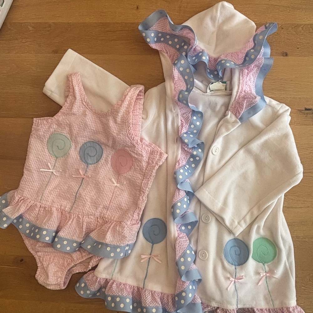 Adorable swimsuit with Lollipop design and matching Cover-Up